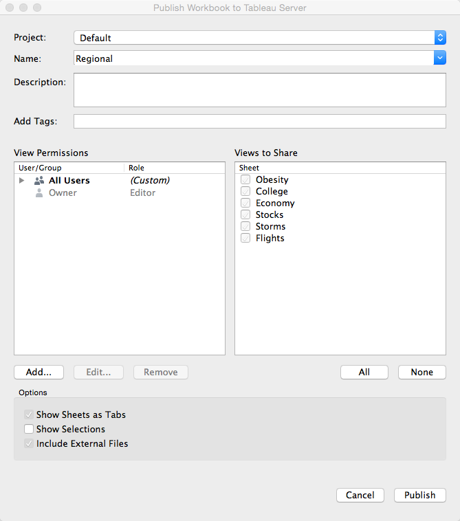 Tableau Server: View Permissions