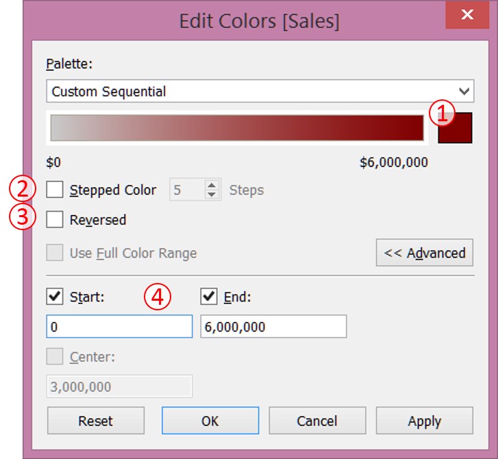 Custom sequential palette