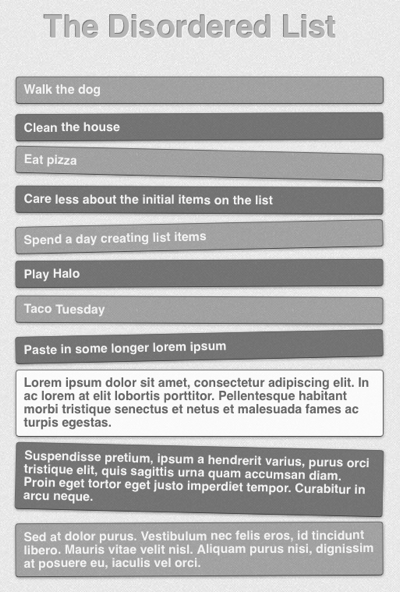 Messy List with rollovers