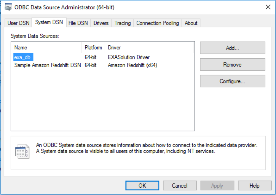 ODBC Data Source Administrator