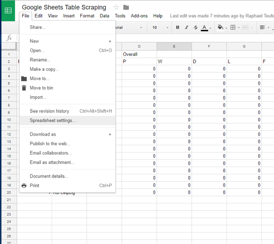 Scraping tables with Google sheets and Tableau
