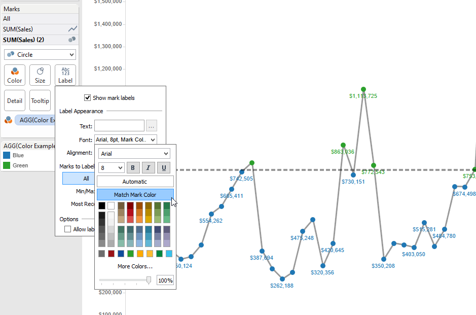 Match Mark Color in Tableau