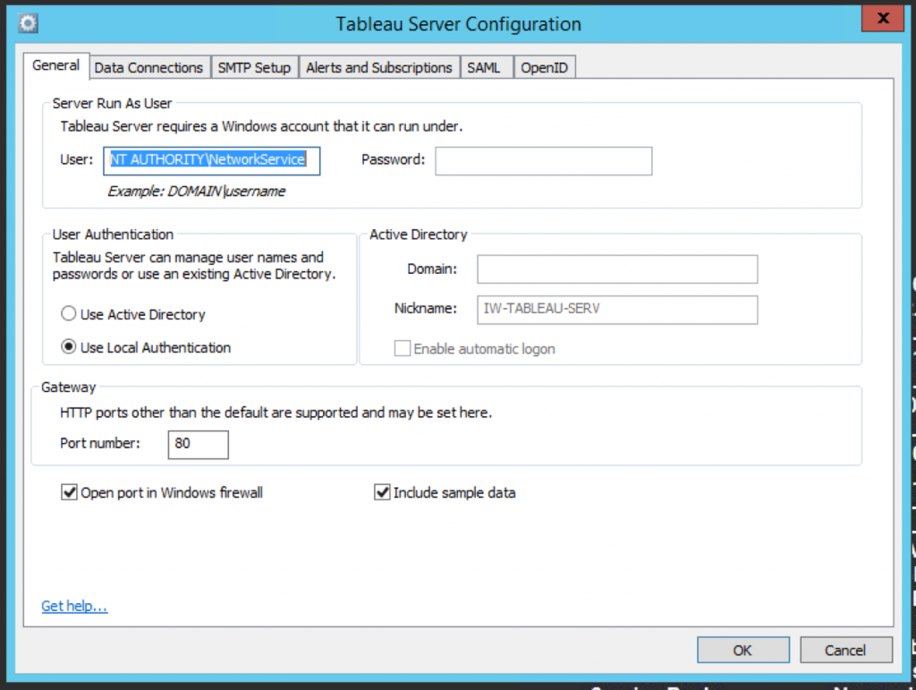 Configuring Tableau Server