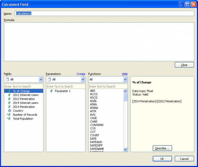 Calculated Field box