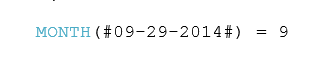 MONTH(#09-29-2014#) = 9