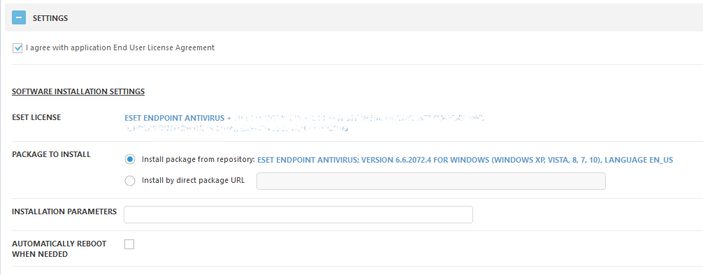 Add Filter > Product Name” src=”/wp-content/uploads/sites/default/files/blog-content/ESETAuto14.png” style=”border-width: 0px; border-style: solid;” /></p>
<p>Enter the name of the product you are installing, i.e. <strong>ESET Endpoint Antivirus</strong> and select the latest version.</p>
<p><em><strong>Note: </strong>You can narrow it down even further by adding language or OS Type into your filters.</em></p>
<p><img decoding=