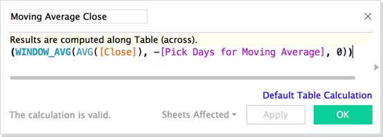 Moving Average calculation in Tableau