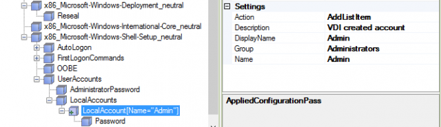 User Accounts, Administrator Password, Local Accounts, and Local Account and Password