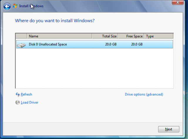 Disk Creation Prompt