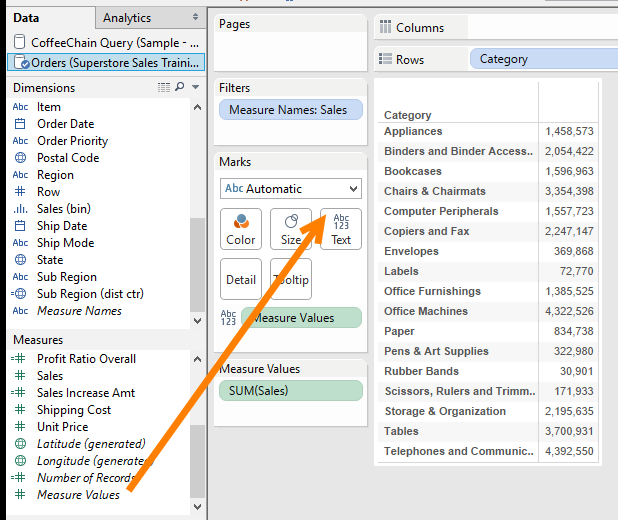 Bring Measure Values to Text