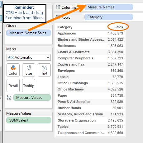 Bring Measure Names to Columns