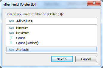 ATTR(Order ID) to Filters
