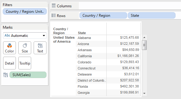 The Tableau view we're mimicking