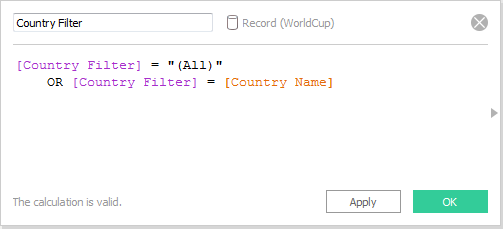 Change Country Filter calculation