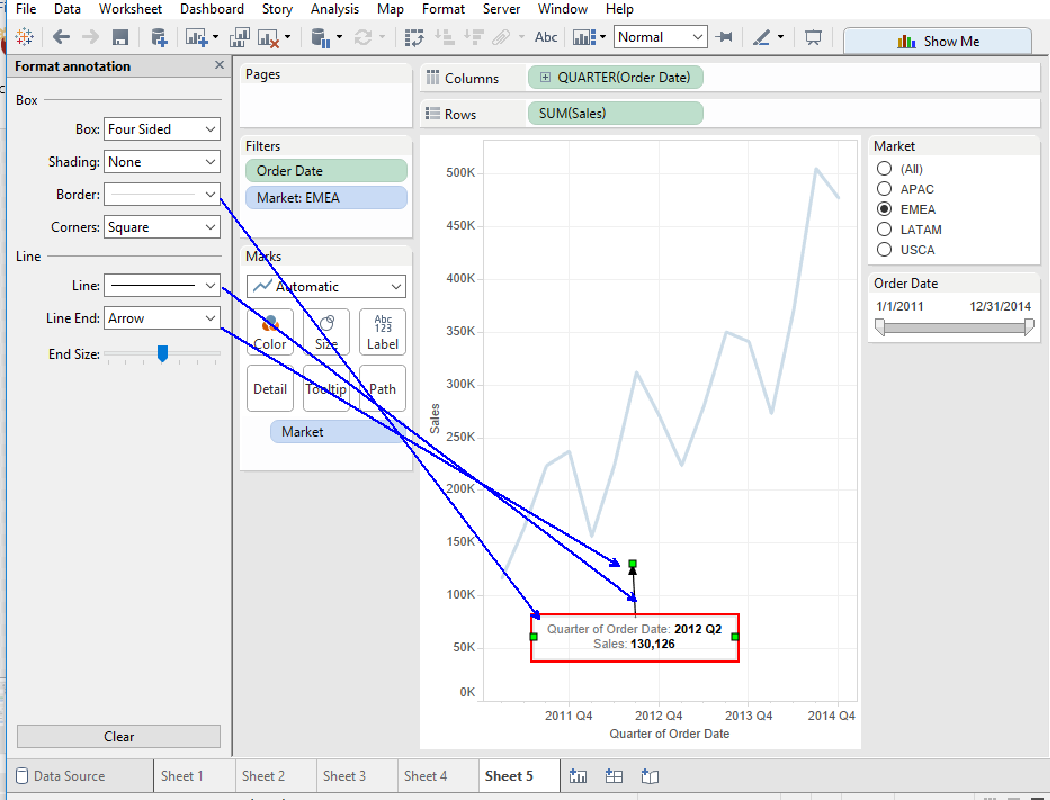 Annotation formatting options