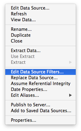 Edit Data Source Filters