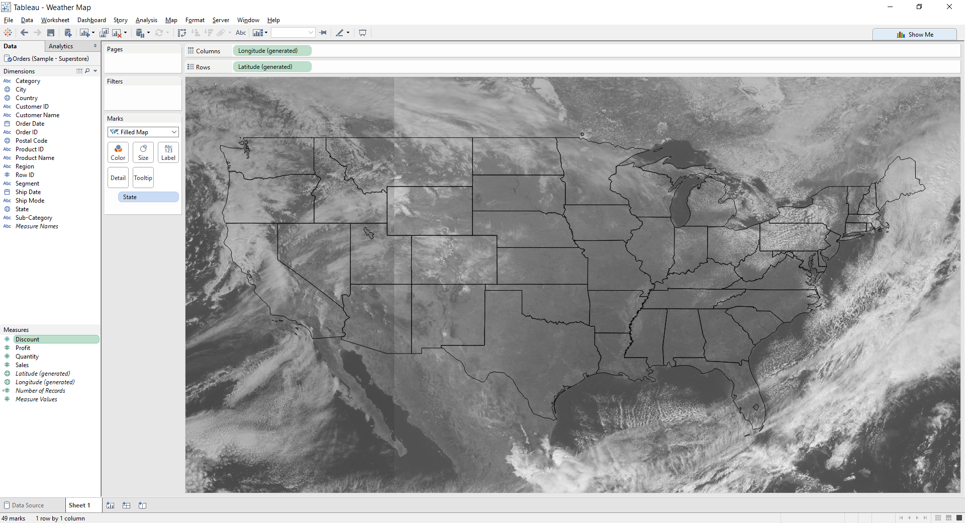 Tableau : Cloud Cover Map