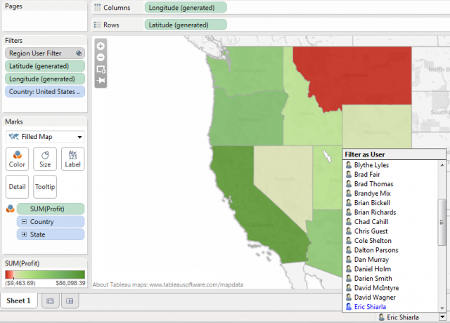 Creating a User Filter in Tableau 8 - Step 4