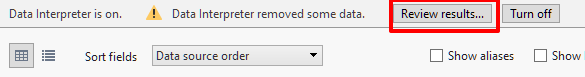 Tableau 9.2: Data Interpreter - Review results